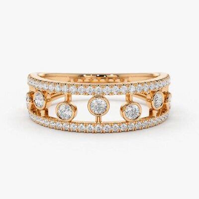 #ad Wedding Band Certified Round Cut 0.50 Carat Lab Grown Diamond 14K Rose Gold Ring $738.00