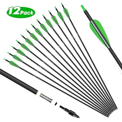 #ad 12Pcs Archery Carbon Hunting Target Arrows 30quot; spine 500 Recurve amp; Compound Bows $26.98