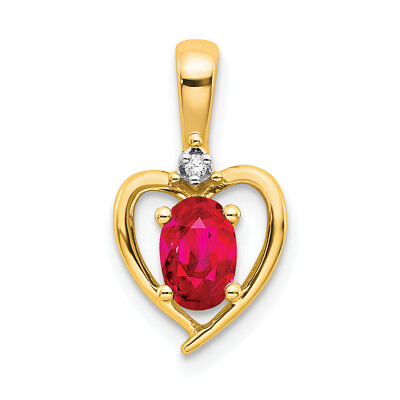 #ad 14k Ruby and Diamond Heart Pendant XBS496 $352.36