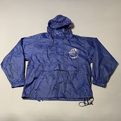 #ad Vintage Georgetown Hoyas Windbreaker Anorak Jacket Adult Medium Blue Nylon Essex $27.50
