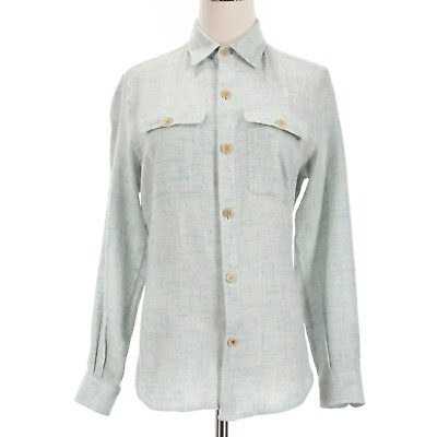 #ad Isaia NWOT Women#x27;s Button Up Overshirt Size Medium in Light Blue Melange $299.99