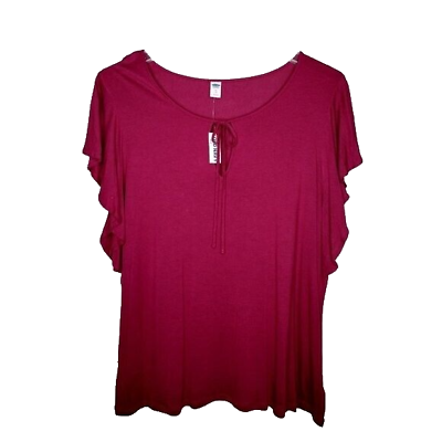 #ad NWT Old Navy Size XL Red Wine Short Fluttered Sleeve Blouse $19.99