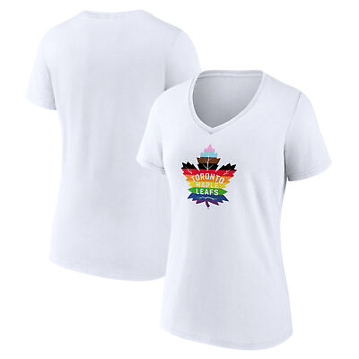 #ad Women#x27;s Fanatics Branded White Toronto Maple Leafs Team Pride Logo V Neck $34.99