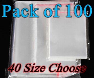 #ad XM Medium Self Sealable Seal OPP Clear Plastic Cellophane Bags Adhesive 40 Size GBP 8.99