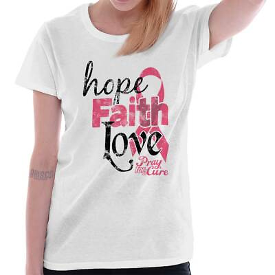 #ad Hope Faith Love Breast Cancer Awareness BCA Womens Short Sleeve Ladies T Shirt $19.99