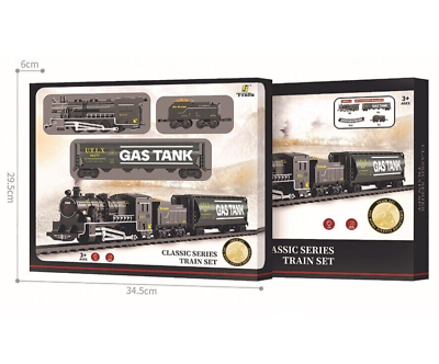 #ad #ad Retro Railroad Train Set with Sound Light Steam Train Locomotive Gas Tank Round $29.95