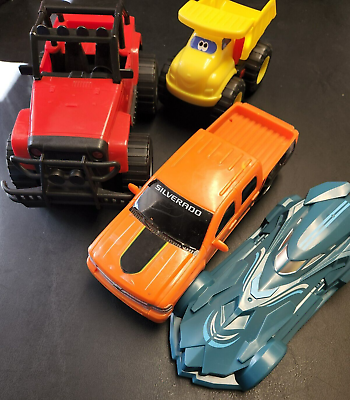 #ad Toy Car Lot Vehicle Jeep Silverado Truck Race Car Bull Dozer with Sounds $4.19