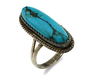 #ad Navajo Ring .925 Silver Morenci Turquoise Native American Artist C.80#x27;s $118.00