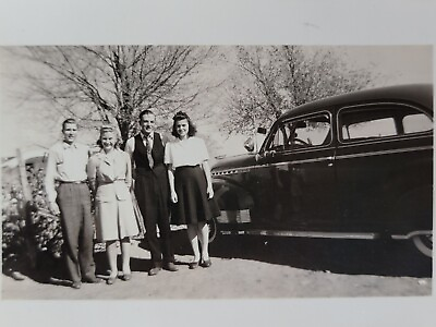 #ad 1940s Photograph Teenagers Standing By Vintage Car Double Date Texas $5.99