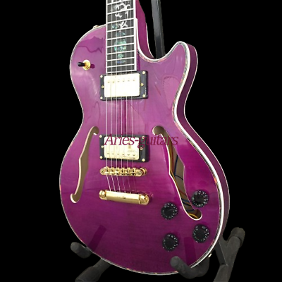 #ad Custom Purple Semi Hollow Body HH Pickup Electric Guitar T O M Bridge $273.34