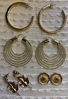 #ad Set of four gold tone earrings. $20.00