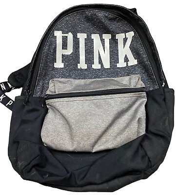 #ad Victoria#x27;s Secret Pink Campus GREY MARL Backpack Large Bookbag College READ $17.25