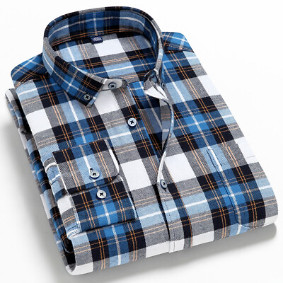 #ad Mens Plaid Shirt 100% Cotton Mens Business Sleeve Shirt Male Dress Shirts $21.17