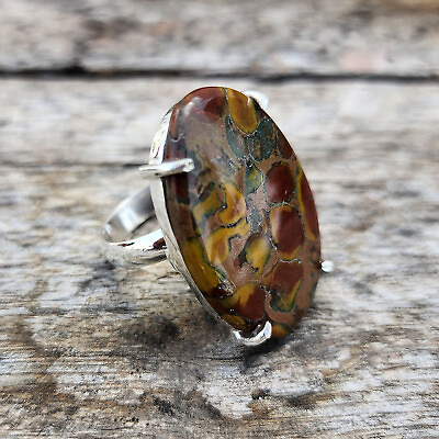 #ad Natural Fruit jasper Sterling Silver AAA Handmade New Year Ring VV 182 $13.25