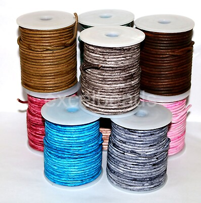 #ad Premium Leather Straps 200m Round Real Genuine Leather Cords Distressed Colors. $49.00