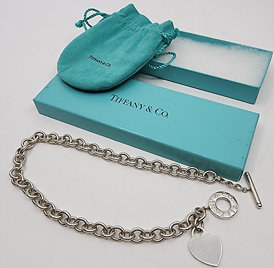 #ad Tiffany amp; Co Sterling Silver 925 Toggle Heart Necklace Bag amp; Box 15quot; $427.45