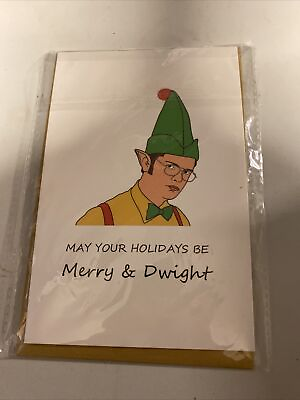 #ad Funny Dwight Christmas holiday Card The Office Card And Gold Envelope $8.19