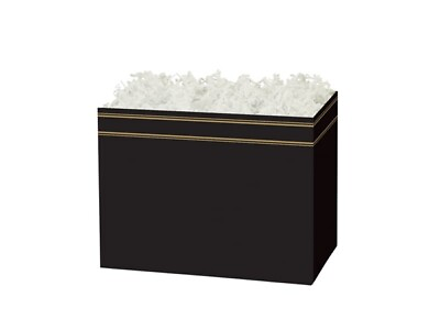 #ad #ad Small BLACK W GOLD STRIPES Design gift Basket Box 6 3 4quot; x 4quot; x 5quot; CLOSEOUT $3.55