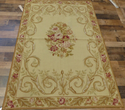 #ad 4#x27;x6#x27; Stunning French Aubusson DESIGN hand knotted wool Needlepoint Chic rug $323.95