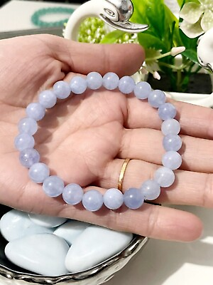 #ad Natural Aquamarine Bracelet Men Women Jewelry 8mm Beads gift Gemstone Yoga Brac GBP 35.00