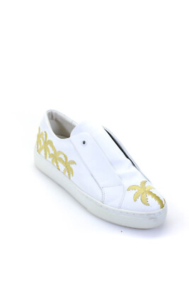 #ad Here Now Womens Leather Palm Tree Slip On Low Top Sneakers White Size 35 5 $42.69