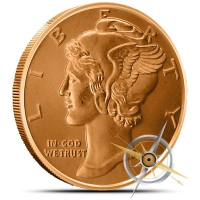 #ad 1 oz Copper Round Mercury Dime $2.10