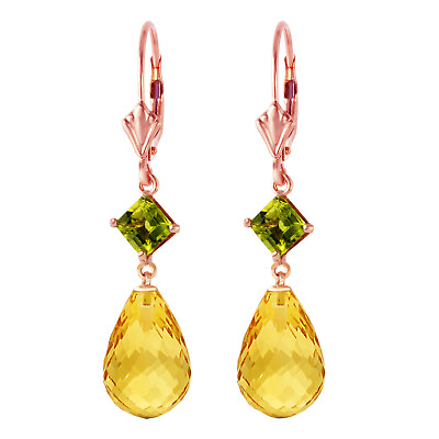 #ad 14K. GOLD LEVER BACK EARRING WITH PERIDOTS amp; CITRINES $551.89