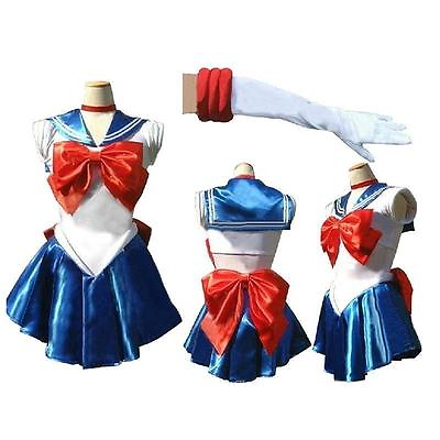 #ad Sailor Moon Costume Cosplay Uniform Fancy Dress Up Sailormoon Outfit amp; Glove $25.04