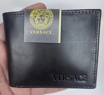 #ad VERSACE Stylish Unique Men#x27;s Genuine Leather Bifold Wallet For Men#x27;s Brown $52.70