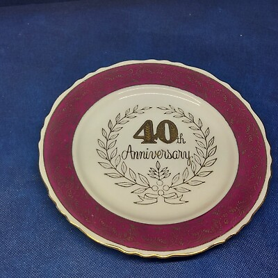 #ad Vintage 40th Anniversary Ruby Collector#x27;s Plate Handpainted Japan EUC $9.99