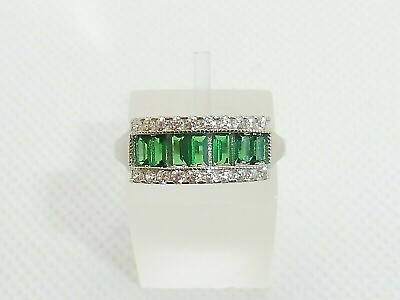 #ad 3Ct Emerald Lab Created Green Emerald Diamond Wedding Ring 14k White Gold Plated $92.49