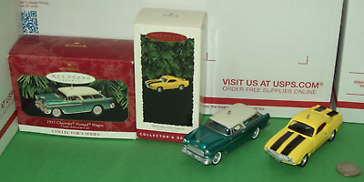#ad Hallmark Lot Chevrolet 1969 Camaro 1955 Nomad Wagon Classic Cars Ornaments $39.99