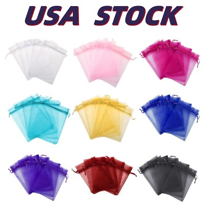 #ad 100x Sheer Organza Wedding Party Favor Gift Candy Bags Jewelry Pouches USA STOCK $9.34