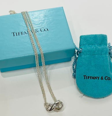 #ad Tiffany amp; Co. Infinity Double Chain Necklace Pendant Sterling Silver SV925 40cm $127.99