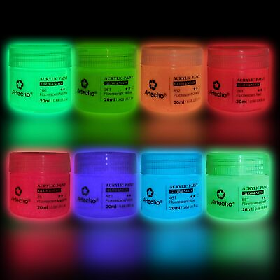 #ad #ad Glow in the Dark Paint Set of 8 Colors 20 ml 0.7 oz Glowamp;Neon 8 colors $11.33