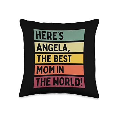 #ad Here#x27;s Angela The Best Mom in The World Mother#x27;s Day Retro Throw Pillow 16x1... $30.90