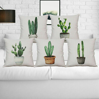 #ad Decoration Home Cover Cotton Linen Cactus Pillow Case Sofa Office Bed Cushion $6.98