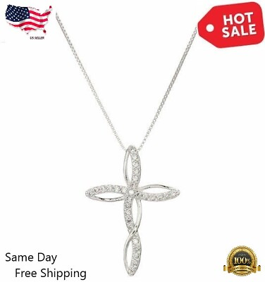 Infinity Cross Necklace Pendant Jewelry Fashion Silver Plated Cross Lab Created $4.49