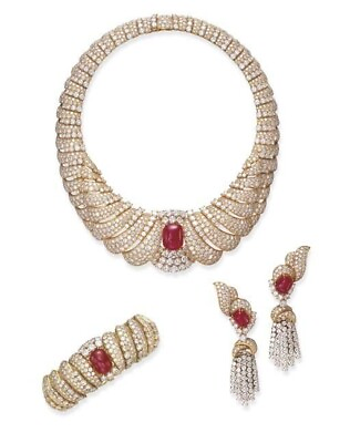 Lab Burma Ruby Jewelry Set Lab created Handmade Luxe Jewelry 925 Sterling Silver $4335.00