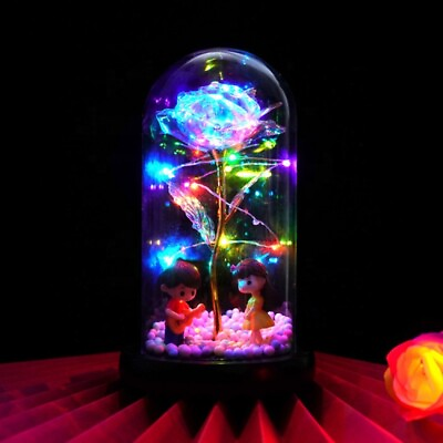 Eternal Rose Flower LED Enchanted Galaxy Rose Flower in Glass Valentine#x27;s Gift $27.99