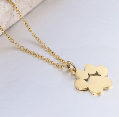 #ad Dog Paw Print Necklace Puppy Paw Print Gold Or Silver Womens Mens Necklace $4.99