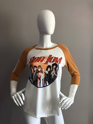 #ad NEW Junk Food Womens Graphic Logo Cotton Bon Jovi Graphic T Shirt Size XS $19.99