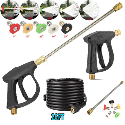 #ad High Pressure Car Power Washer 4350PSI Gun Spray Wand Lance Nozzle with Hose Kit $13.99
