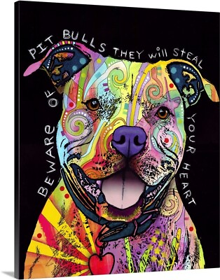 #ad Beware of Pit Bulls they will steal Canvas Wall Art Print Dog Home Decor $32.99