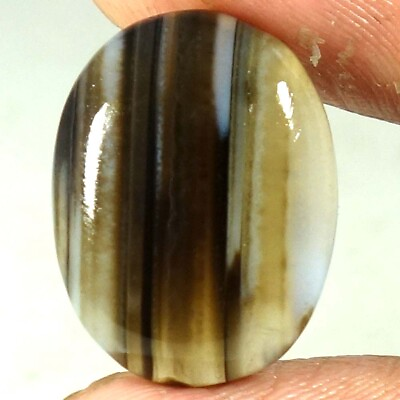#ad 100% Natural Banded Agate Oval Cabochon Nice Gemstones 15.40Cts 15x 21x 05mm $6.99