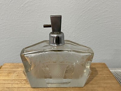 #ad #ad Vintage Antique Possibly Bohemian Etched Glass Perfume Atomizer w Floral Design $175.00