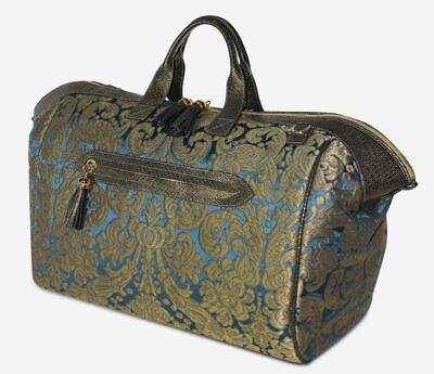 #ad TERRIDA Flying Bag Duffle Venetian Brocade Real Leather amp; Damask Silk Handmade $699.95
