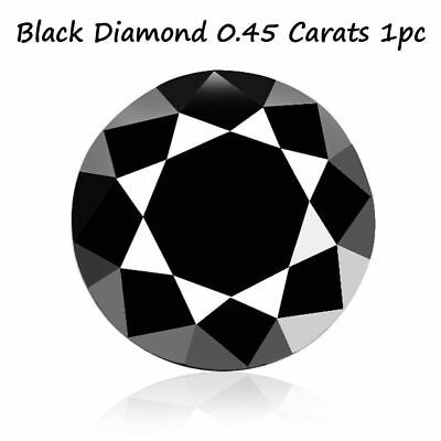 #ad Enticing 0.45ct Round Cut Jet Black Color Natural Black Diamond Mined at Africa $58.80