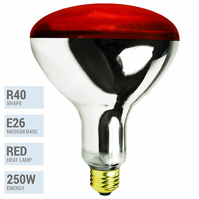 #ad 250W Watt Infrared Brooder Chicken Coop Hen House Red Heat Lamp R40 Medium E26 $11.95