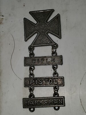 #ad WWII US Army Expert Shooting Theater Made Lead Badge Pin L@@K $10.97